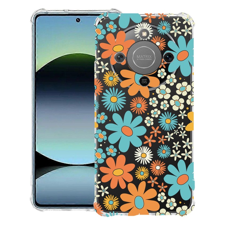 BestCase® Husa Anti Shock 1.5mm Compatibila cu Honor Magic8 Lite, cu Design Flowers Pattern, Reinforced 4 Corners, 3128364 AS 967