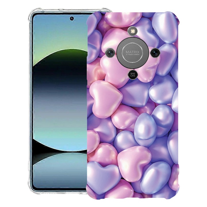 BestCase® Husa Anti Shock 1.5mm Compatibila cu Honor Magic8 Lite, cu Design Colored Hearts, Reinforced 4 Corners, 3128364 AS 1146