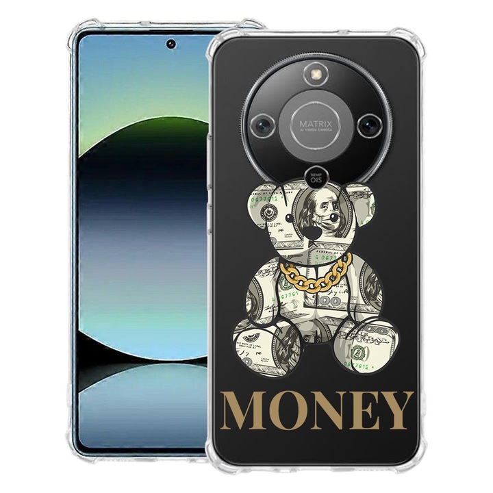 BestCase® Husa Anti Shock 1.5mm Compatibila cu Honor Magic8 Lite, cu Design Teddy Bear Money, Reinforced 4 Corners, 3128364 AS 1549