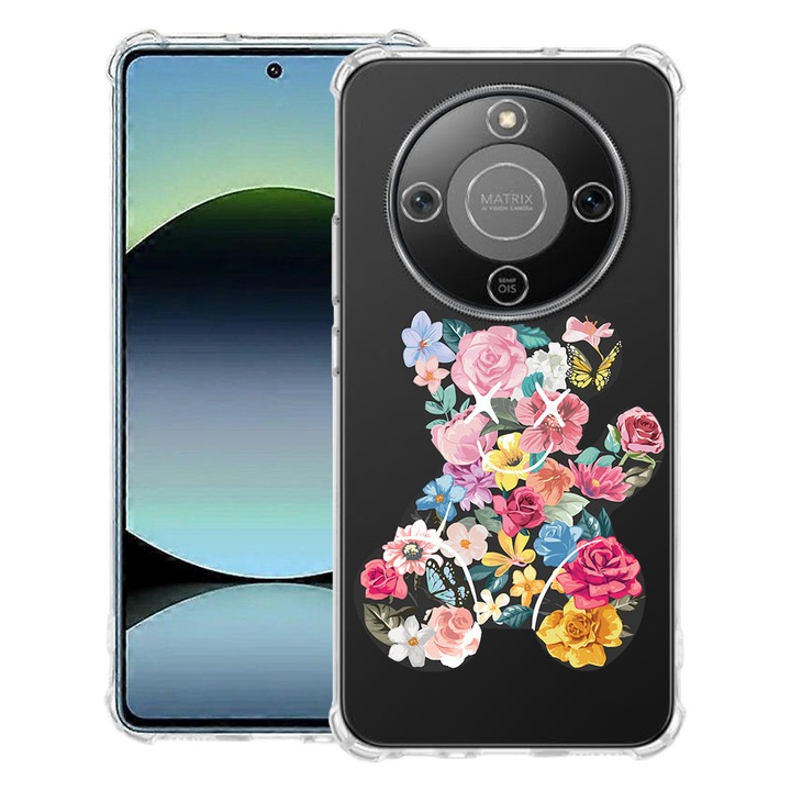 BestCase® Husa Anti Shock 1.5mm Compatibila cu Honor Magic8 Lite, cu Design Teddy Bear Color Flower, Reinforced 4 Corners, 3128364 AS 1550