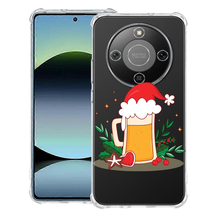 BestCase® Husa Anti Shock 1.5mm Compatibila cu Honor Magic8 Lite, cu Design Xmas Beer, Reinforced 4 Corners, 3128364 AS 1607
