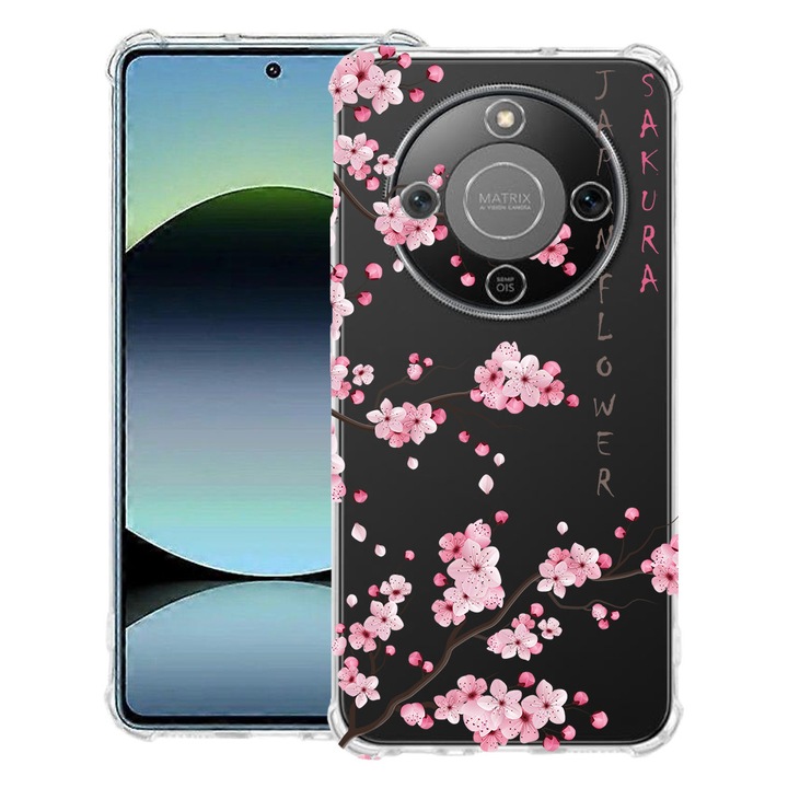 BestCase® Husa Anti Shock 1.5mm Compatibila cu Honor Magic8 Lite, cu Design Cherry Blossom, Reinforced 4 Corners, 3128364 AS 1834