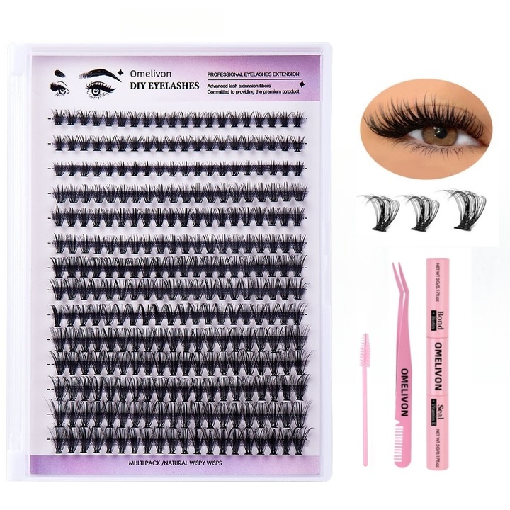 Omelivon®, Комплект индивидуални мигли, 280 бр., 30P, 8-16 мм, Среден КОМПЛЕКТ