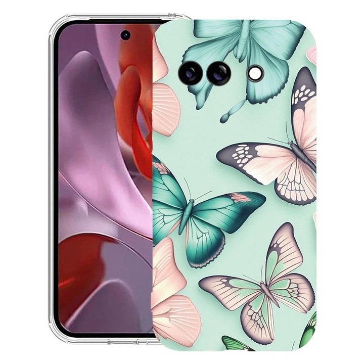 BestCase® Husa Anti Shock 1.5mm Compatibila cu Google Pixel 10a, cu Design Butterfly Pattern, Reinforced 4 Corners, 3128359 AS 1227