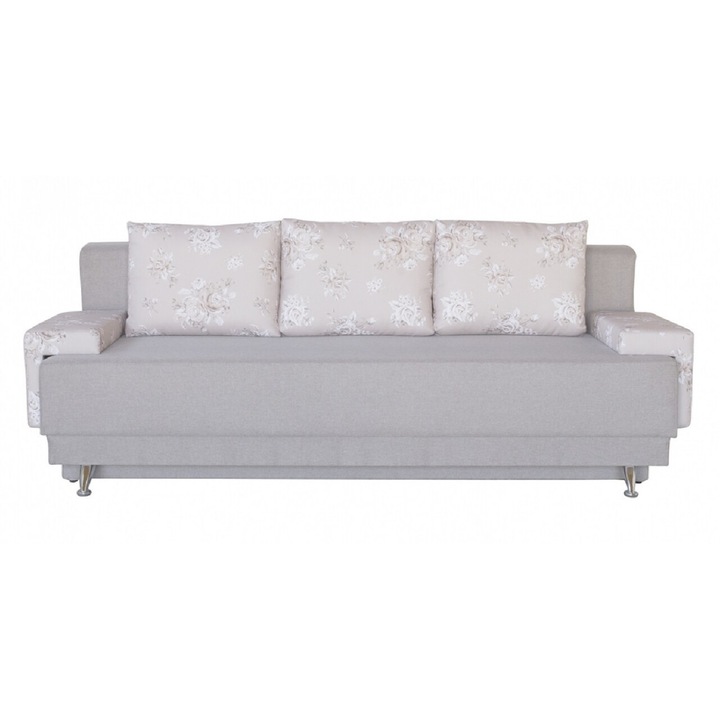 Canapea extensibilă Roma cu ladă de depozitare, flori bej, 205x90x86 cm