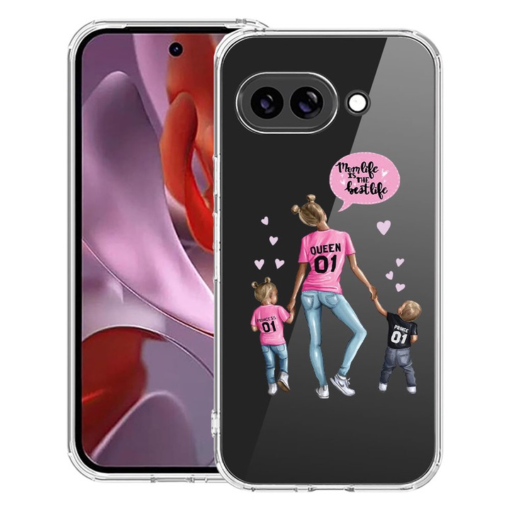 BestCase® Ütésálló tok 1.5mm Kompatibilis Google Pixel 10a-val, Mom Life Boy And Girl Design, Megerősített 4 sarok, 3128359 AS 557