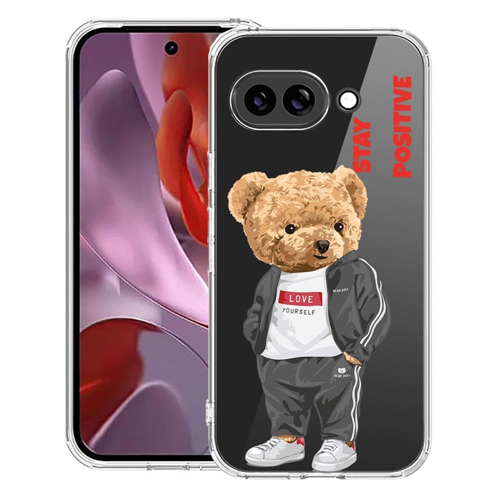 BestCase® Husa Anti Shock 1.5mm Compatibila cu Google Pixel 10a, cu Design Stay Positive - Teddy Bear, Reinforced 4 Corners, 3128359 AS 926
