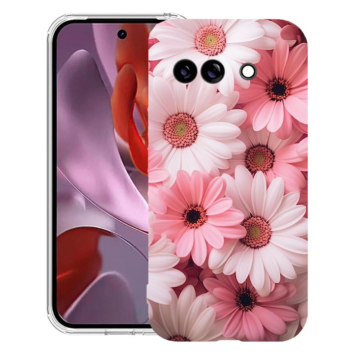 BestCase® Husa Anti Shock 1.5mm Compatibila cu Google Pixel 10a, cu Design Pink Daisy, Reinforced 4 Corners, 3128359 AS 1144