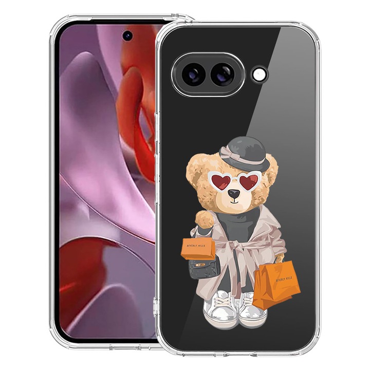 BestCase® Husa Anti Shock 1.5mm Compatibila cu Google Pixel 10a, cu Design Teddy Bear Shopping, Reinforced 4 Corners, 3128359 AS 1458