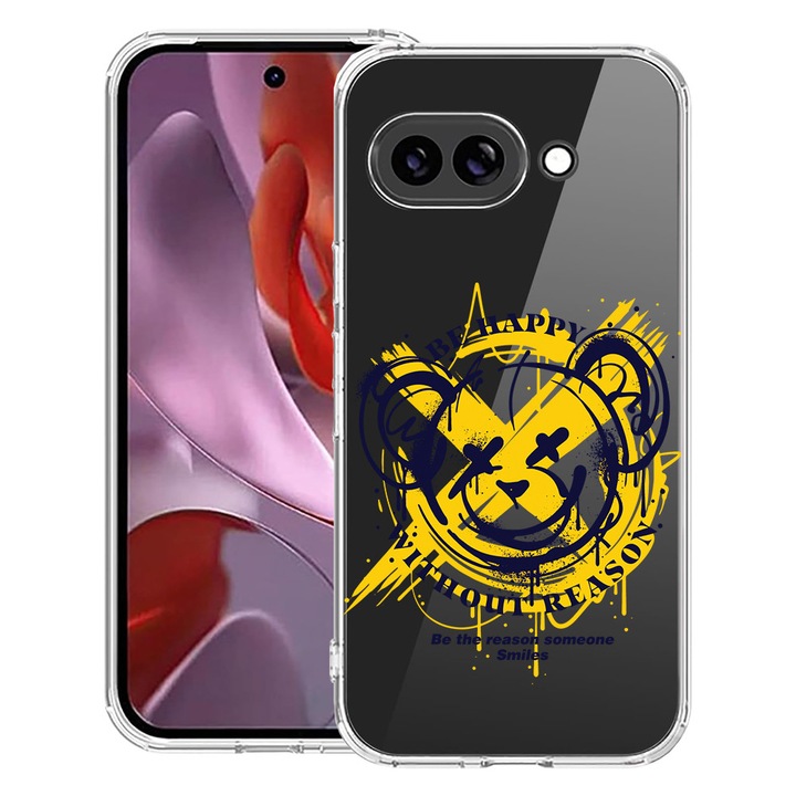 BestCase® Husa Anti Shock 1.5mm Compatibila cu Google Pixel 10a, cu Design Teddy Bear Be Happy, Reinforced 4 Corners, 3128359 AS 1559