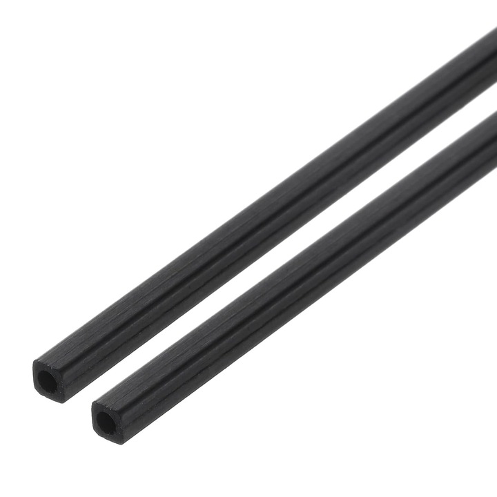 Set 2 Tevi din Fibra de Carbon, Negru, 3x3x500mm