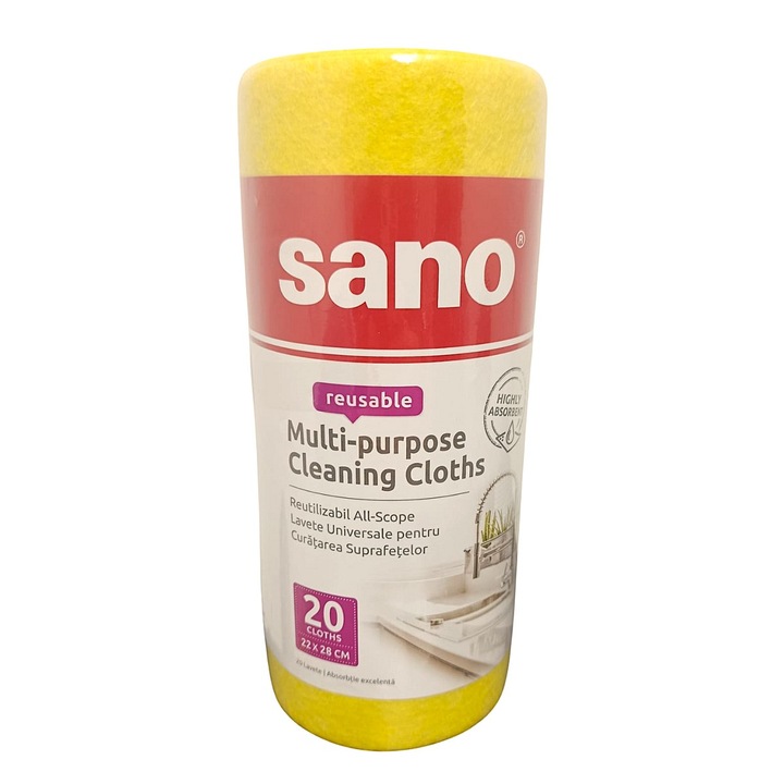 Rola lavete uscate Sano, absorbante, 22x28cm, 20 bucati