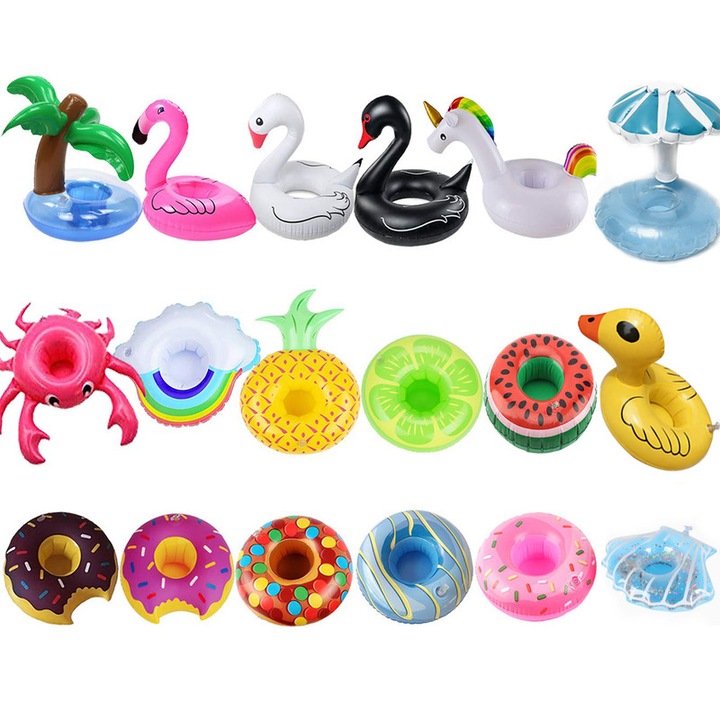 Suport gonflabil pentru bauturi, pachet de 18 suporturi gonflabile pentru pahare, suporturi pentru pahare Flamingo pentru petreceri la piscina