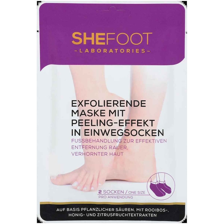 Hámlasztó zokni lábakra, She Cosmetics, SheFoot, Hámlasztás egyszer használatos zoknival, egy pár