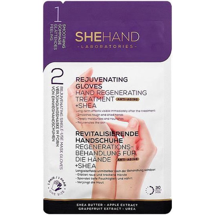 Anti-aging (öregedésgátló) kesztyű, She Cosmetics, SheHand, regeneráló kézápoló, 1 pár