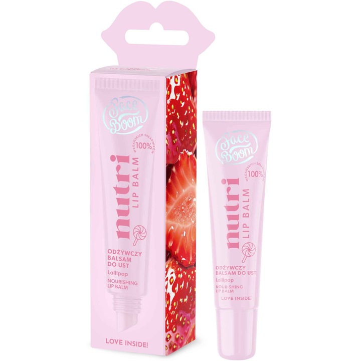 Balsam de buze, BodyBoom, FaceBoom Nutri Lip Balm, hidratare aroma Lollipop, 10 g