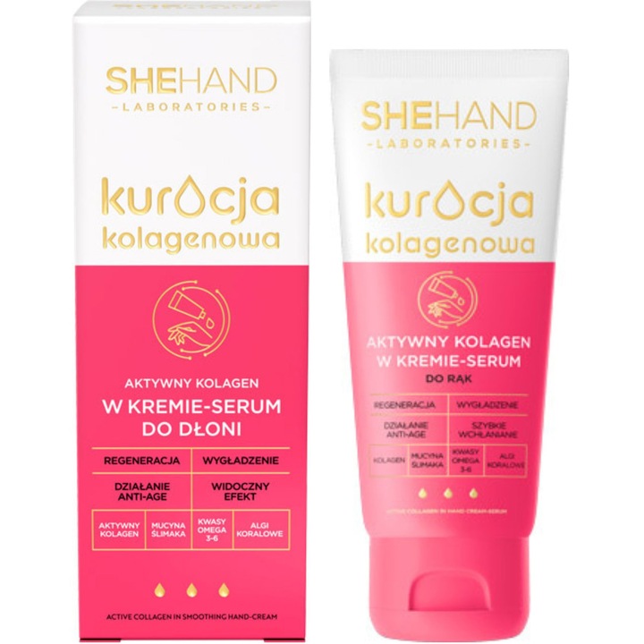 Crema maini, She Cosmetics, SheHand, Netezire si fermitate cu colagen, 75 ml