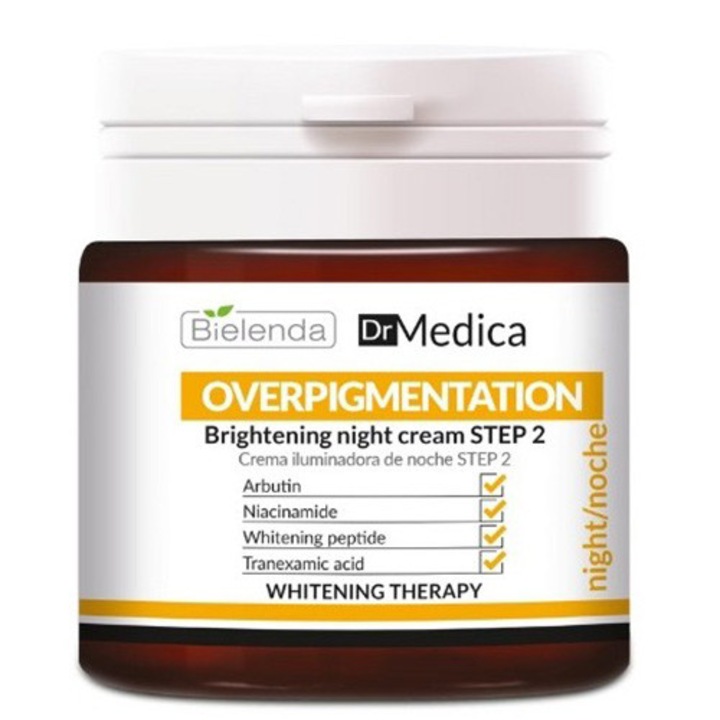 Изсветляващ нощен крем Bielenda, Dr Medica Overpigmentation, Изравняване на тена на кожата СТЪПКА 2, 50 мл