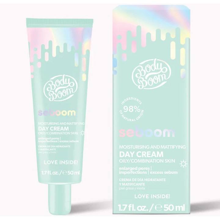 Дневен крем за лице BodyBoom, Seboom, Хидратация и матиращ ефект, 50 мл
