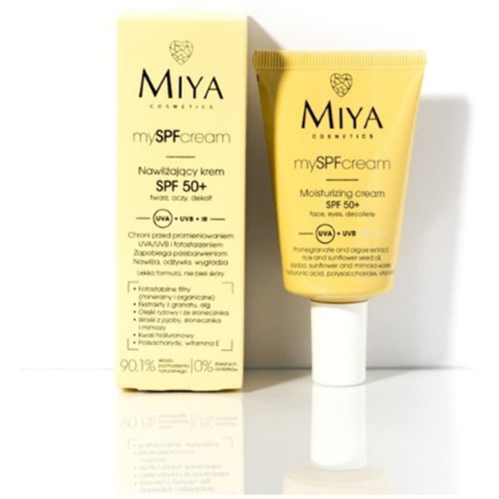 Crema SPF50+, Miya, mySPFcream, Protectie solara fata ochi decolteu hidratanta, 40 ml