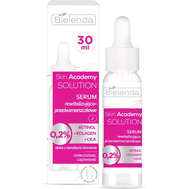 Ревитализиращ серум Bielenda, Skin Academy Solution, Против бръчки и енергия, 30 мл