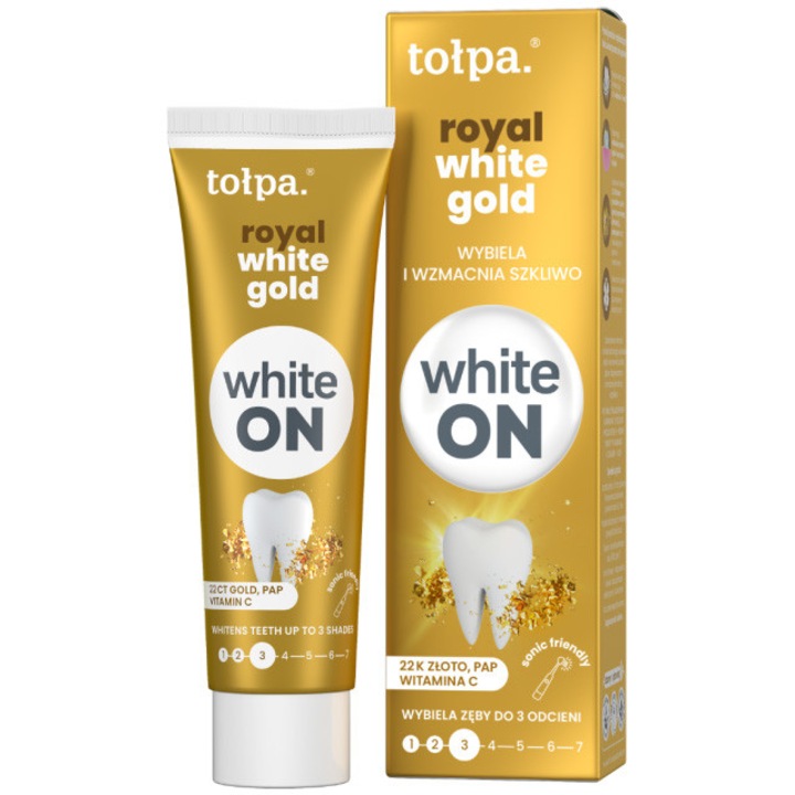 Fogkrém, On, Royal White Gold, prémium fehérítés luxus hatással, 75 ml