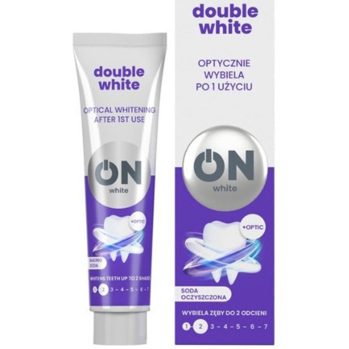 Fogkrém, On, White Double White, kettős fehérítés a ragyogó mosolyért, 75 ml