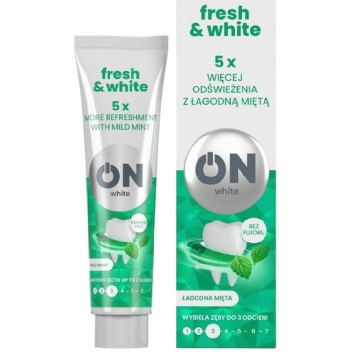 Fogkrém, On, White Mild Fresh, mindennapos gyengéd frissesség, 75 ml