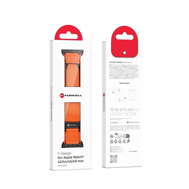 Apple smartwatch kompatibilis szíj, 42/44/45/49mm, Forcell F-Design FA05 narancssárga