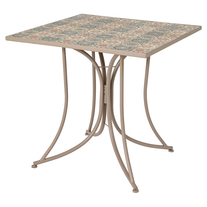 Masa patrata gradina/terasa, Maison Mex TOULOUSE, L.78 l.78 H.77 cm, bej/multicolor