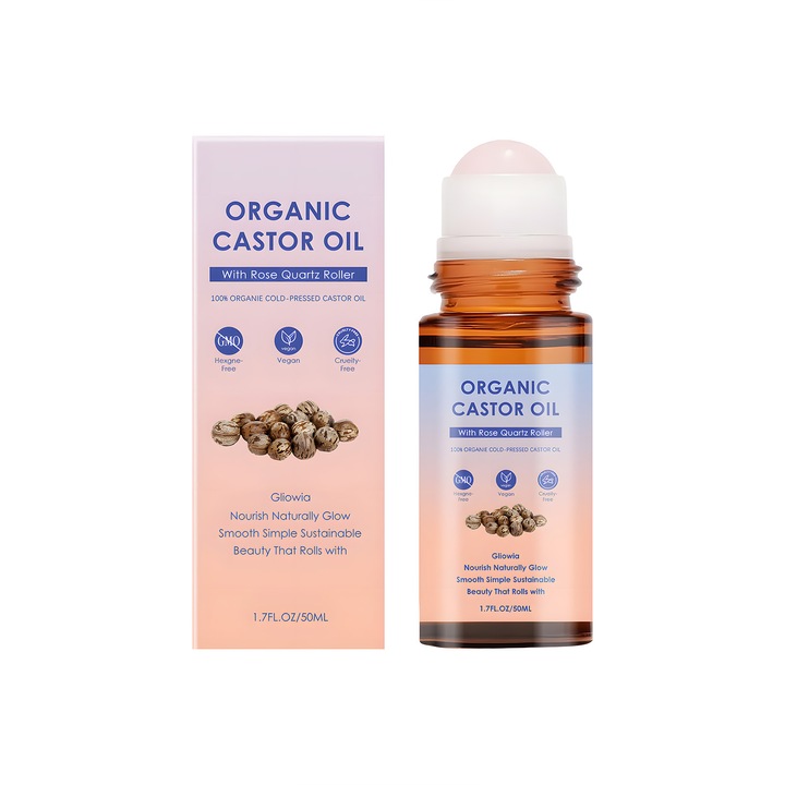 Bio ricinusolaj rózsakvarc görgővel, 50ml, bőr- és hajhidratáló