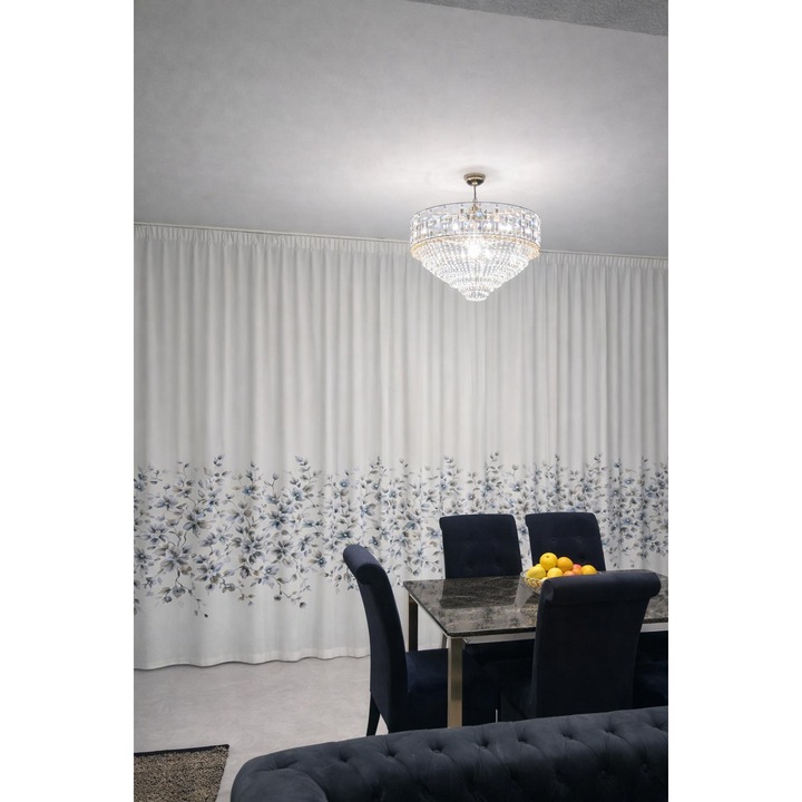 Копринена завеса, с многоцветен флорален мотив, изработена на релса 400 x 270 см