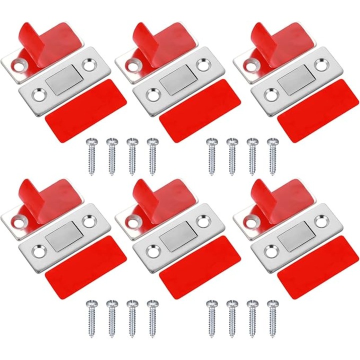 Set 8 opritoare magnetice pentru uși, iulrtba, ultra subțiri, argintiu, 3.5mm