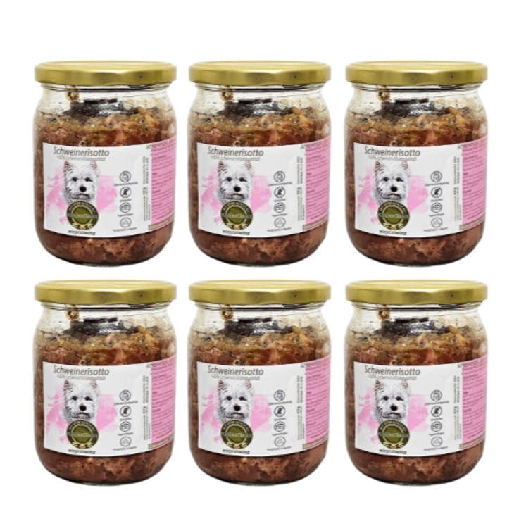 6x rizottó sertéshússal 400g, kutyaeledel, ételallergia, alacsony zsírtartalom