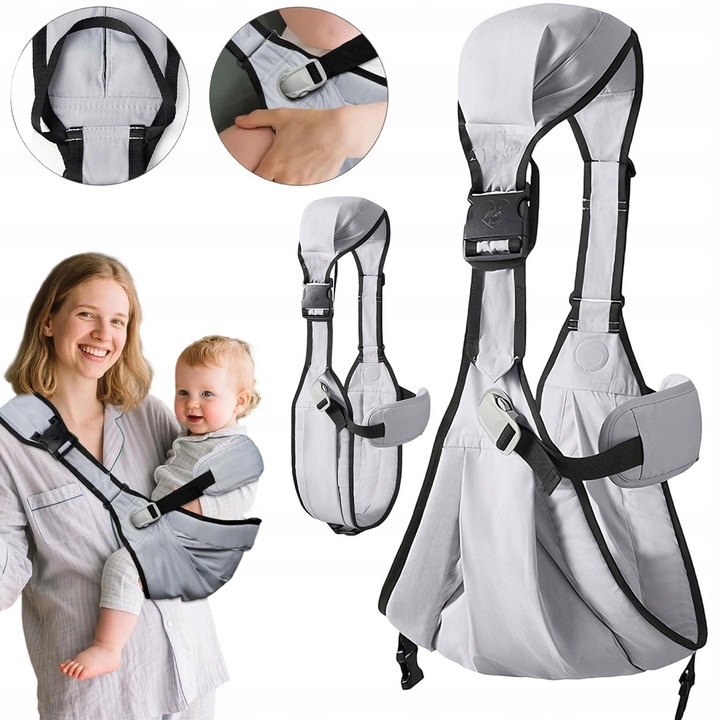 Portbebe, reglabil, cu bretele de umăr, gri
