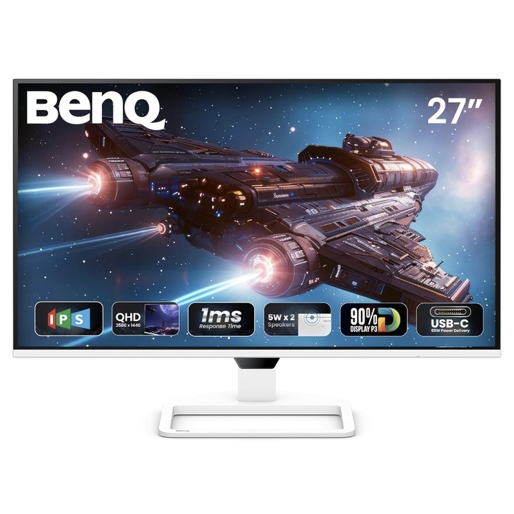 Monitor Gaming IPS LED BenQ 27" EW270Q, QHD 2560 x 1440, HDMI, DisplayPort, Boxe, 200 Hz, 1 ms Alb