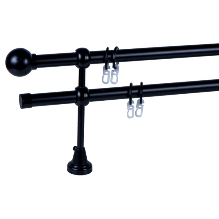 Galerie pentru draperie si perdea metal 19 mm AUSTRALIA simpla, negru, 300 cm, capete SIDNEY