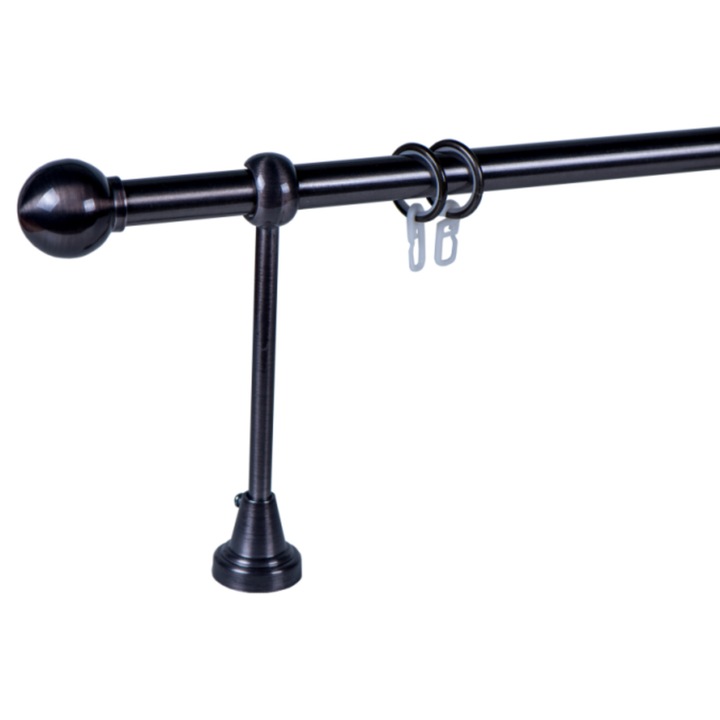 Galerie pentru draperie si perdea metal 19 mm AUSTRALIA simpla, titan, 200 cm, capete SIDNEY