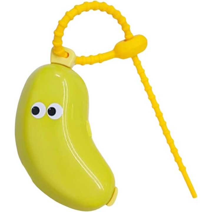 Capac Protector pentru Periuta de Dinti, Flippy, cu Recipient Pasta de Dinti, Portabil, cu Agatatoare, din Plastic 8.7 x 3 cm, Verde/Galben