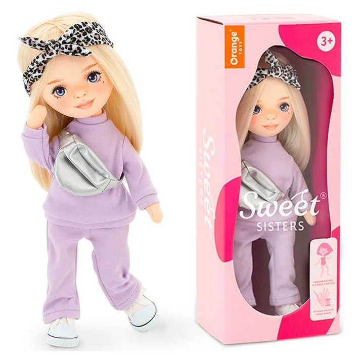Mia intr-un trening violet – Papusa de Plus Premium Sweet Sisters (32 cm)