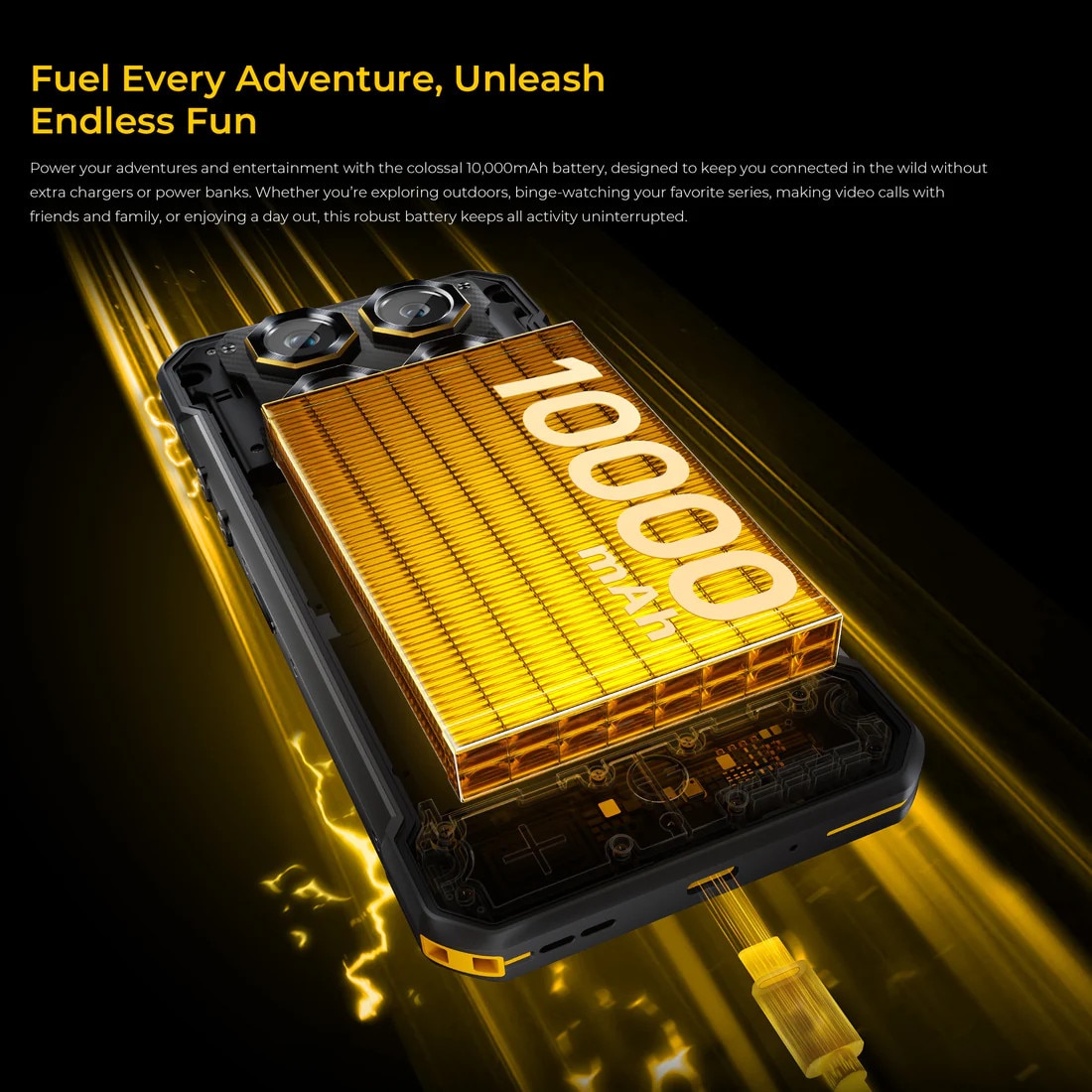 Telefon mobil Oukitel WP60, 5G, 7.2", 512GB/16GB, 10000mAh, Galben