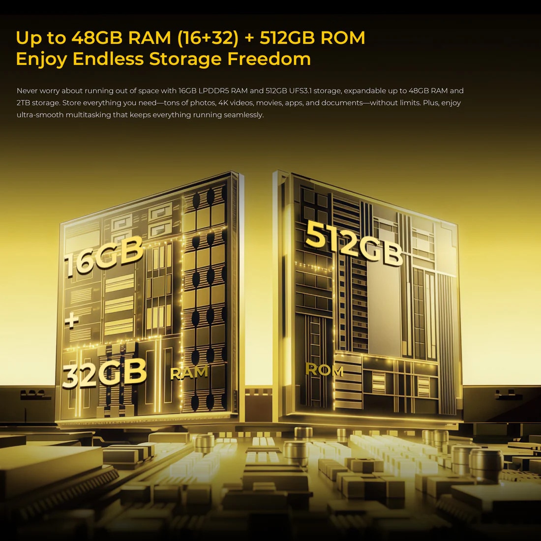 Telefon mobil Oukitel WP60, 5G, 7.2", 512GB/16GB, 10000mAh, Galben