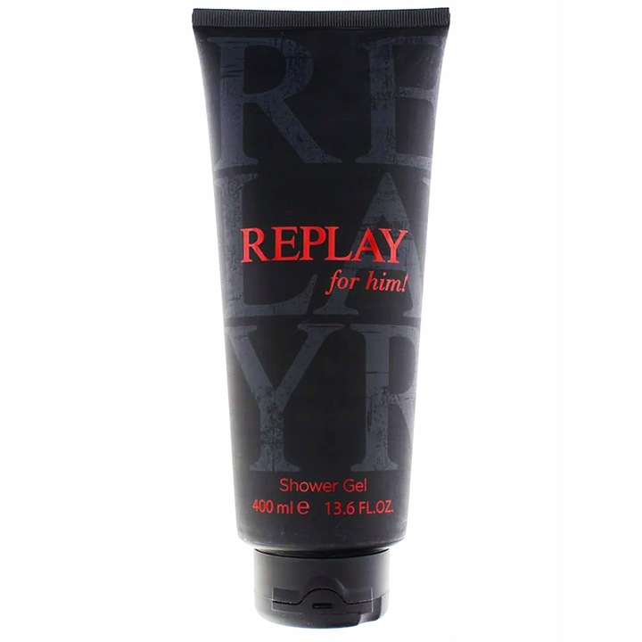 Replay For Him tusfürdő, 400 ml, finom textúra, férfias illat