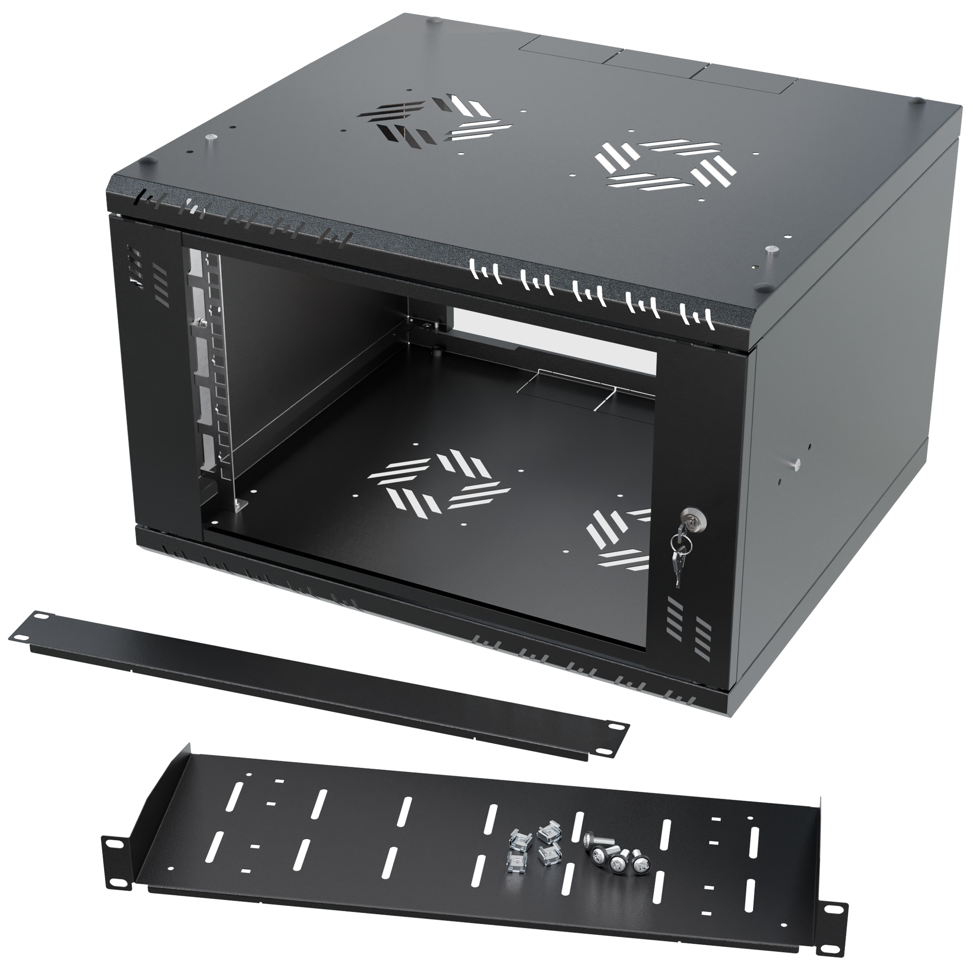 Set de dulap RACK 19” 6U 450mm + raft RACK + capac Stalflex - eMAG.ro