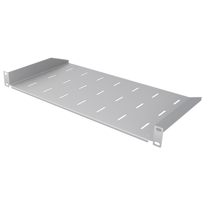 Raft fix RACK Eco gri 19” 1U 250 mm perforat calitate StalFlex