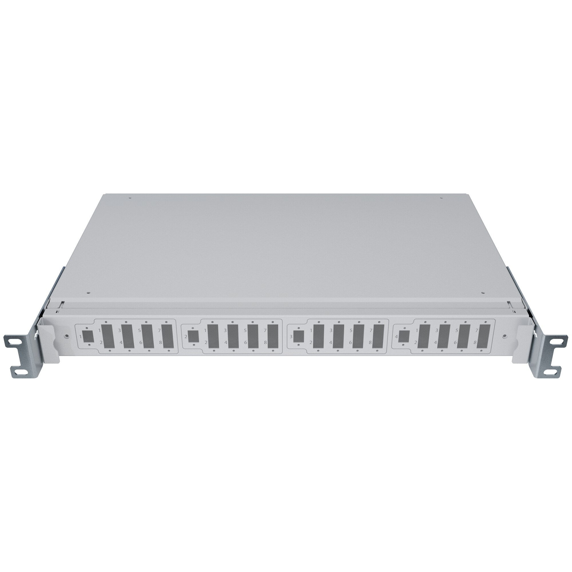 Das Rack Splitter Rack Splitter Fibra Optica 19” 1U 4x1:8 PLC SC/APC Carcasa Sertar Gri ...