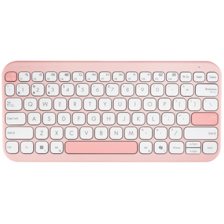 Безжична клавиатура ASUS Marshmallow KW100, Bluetooth 5.0, многоустройство 3 устройства, безжична, Bluetooth, бяла/розова