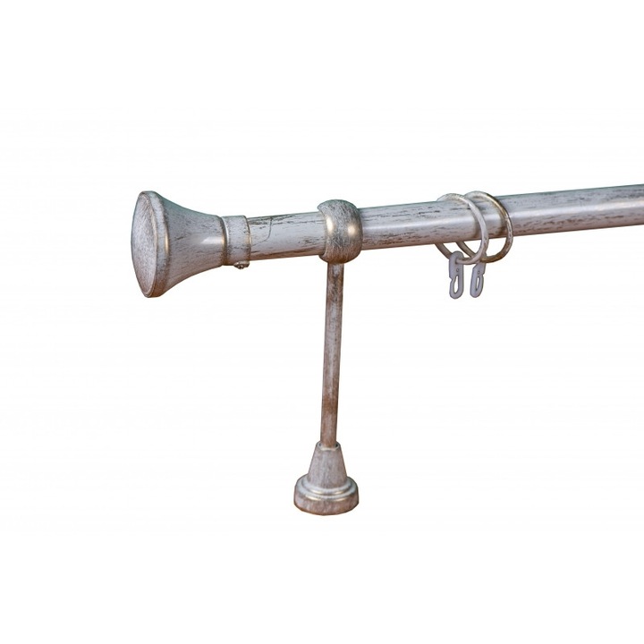 galerie metal 25 mm BRAZILIA simpla, alb-auriu, 160 cm, capete BELO HORIZONTE