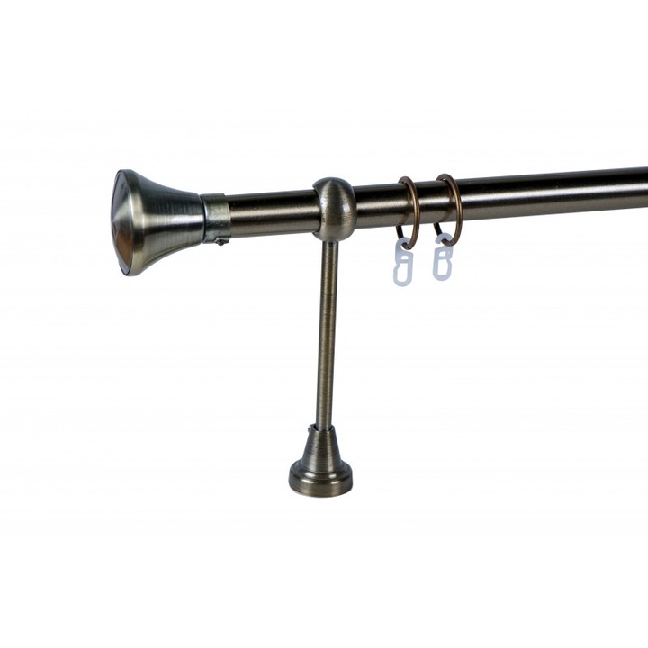 galerie metal 25 mm BRAZILIA simpla, auriu-antic, 200 cm, capete BELO HORIZONTE