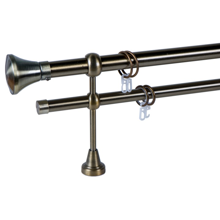 galerie metal 25/19 mm BRAZILIA dubla, auriu-antic, 300 cm, capete BELO HORIZONTE